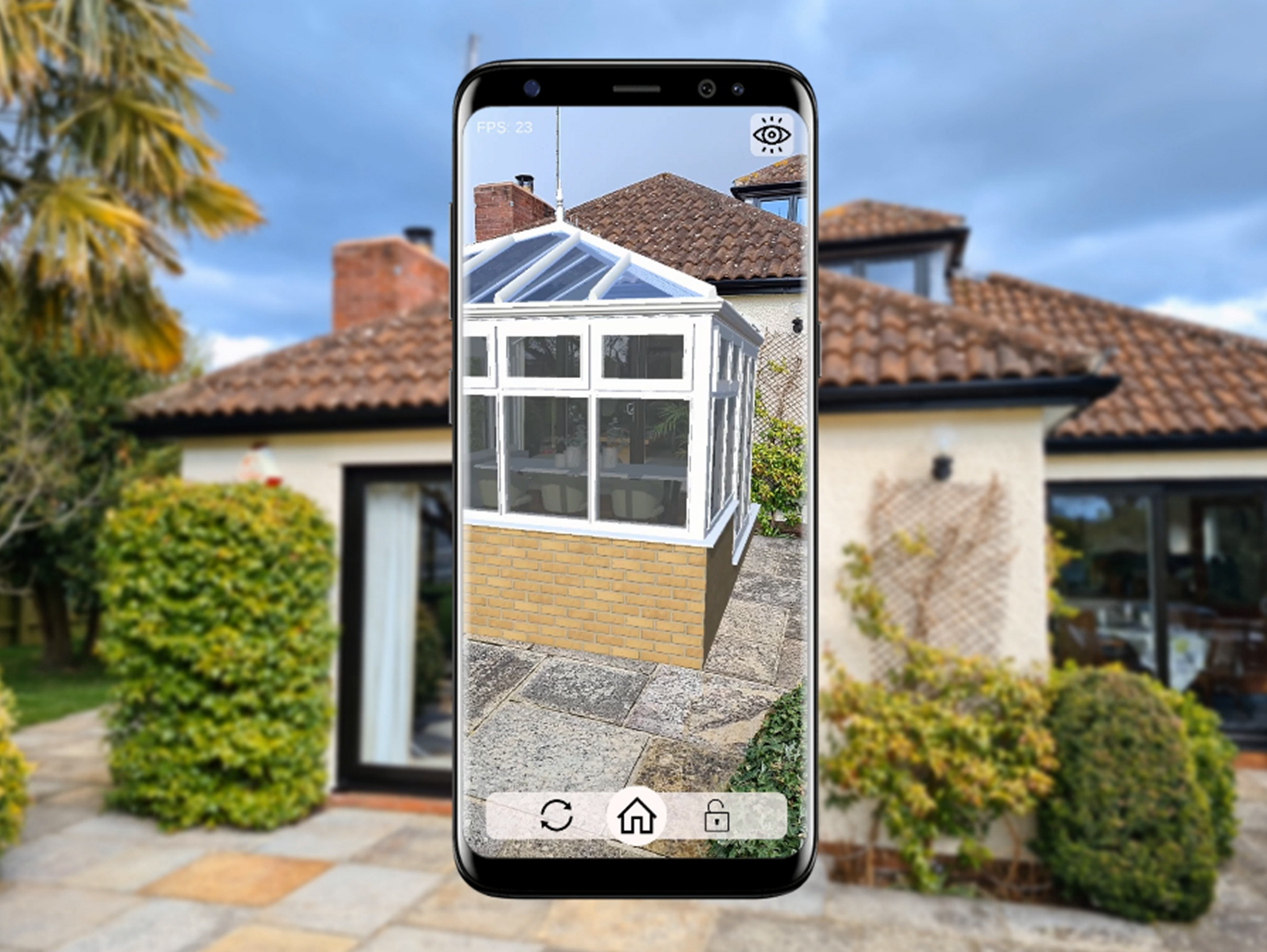 Augmented Reality of a conservatory on a home